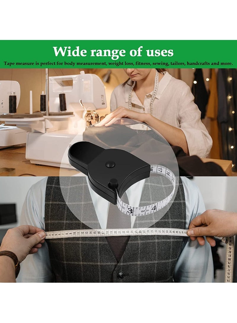 هومستر شريط قياس أوتوماتيكي قابل للسحب لقياس محيط الخصر وفقدان الوزن والأشغال اليدوية والخياطة بدقة - أسود - Image 5