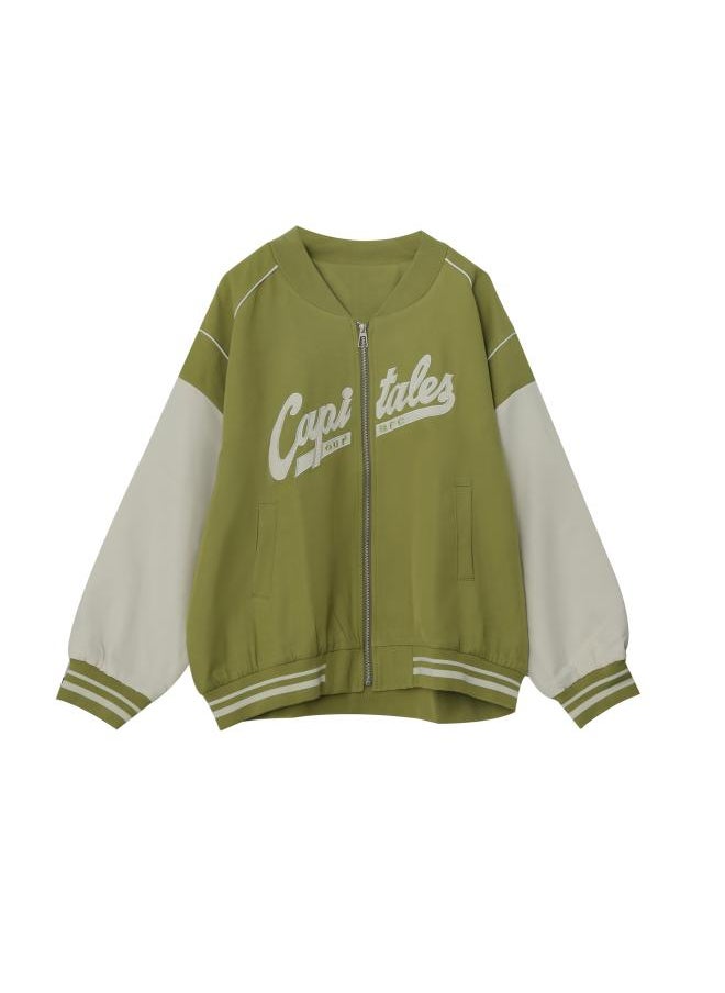 Generic - Mj 88 Xuanchen Plus Size Women's Autumn New Chubby Girl Retro American Long Sleeve Short Contrast Color Baseball Jacket - Image 1