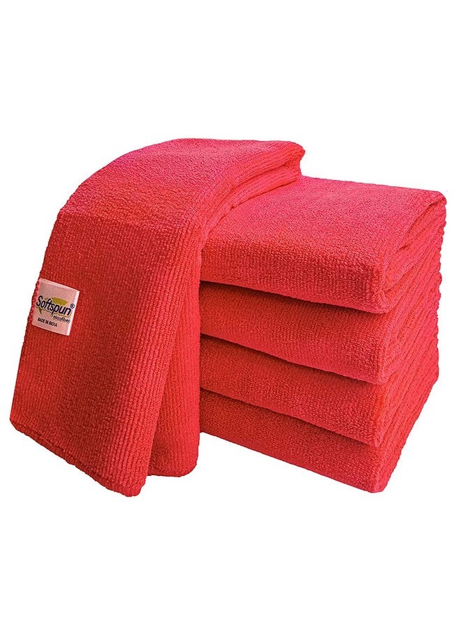SOFTSPUN SOFTSPUN Microfiber Cloth - 5 pcs - 40x40 cms - 340 GSM Red - Thick Lint & Streak-Free Multipurpose Cloths - Automotive Microfibre Towels for Car Bike Cleaning Polishing Washing & Detailing - Image 1