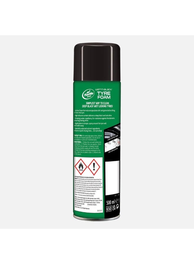 Turtle wax Wet'n Black Tyre Foam Cleans High Shine Fast Drying No Sling 500 ML - Image 2
