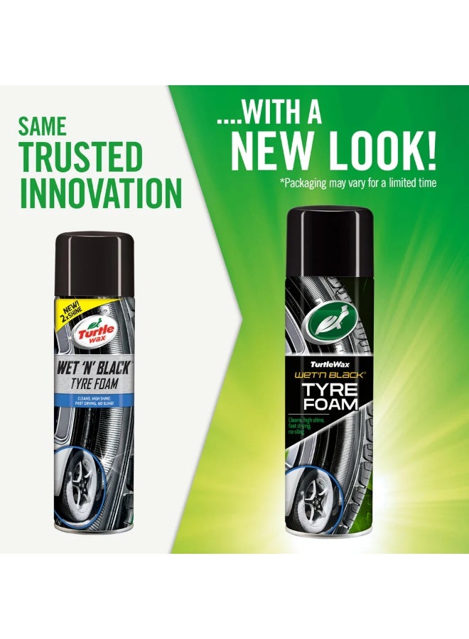Turtle wax Wet'n Black Tyre Foam Cleans High Shine Fast Drying No Sling 500 ML - Image 3