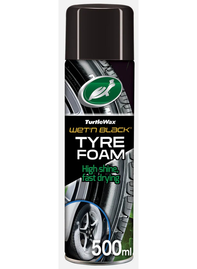 Turtle wax Wet'n Black Tyre Foam Cleans High Shine Fast Drying No Sling 500 ML - Image 1