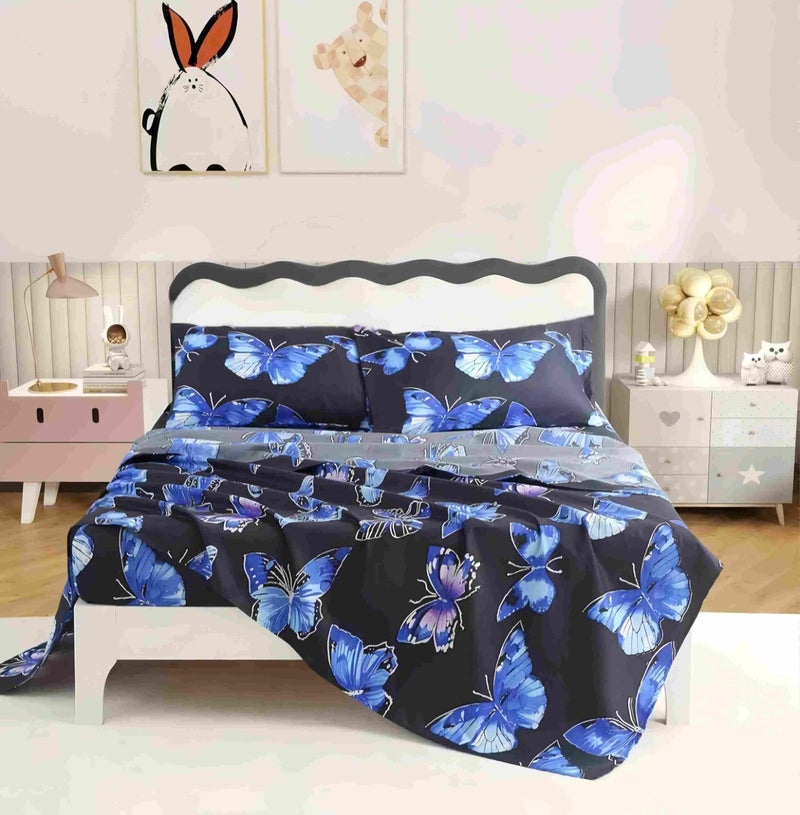 SDY 4PCS Butterfly Sheet Sets Queen,Super Kawaii Soft Queen Size Microfiber Bedding Sheet Set for Boys, Girls, Kids and Toddler, Bed in a Bag with 1 Fitted Sheet+ 1 Top Flat Sheet + 2 Pillowcases - Image 1