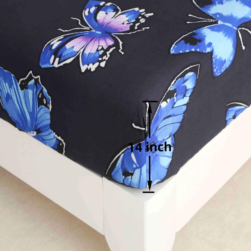 SDY 4PCS Butterfly Sheet Sets Queen,Super Kawaii Soft Queen Size Microfiber Bedding Sheet Set for Boys, Girls, Kids and Toddler, Bed in a Bag with 1 Fitted Sheet+ 1 Top Flat Sheet + 2 Pillowcases - Image 3