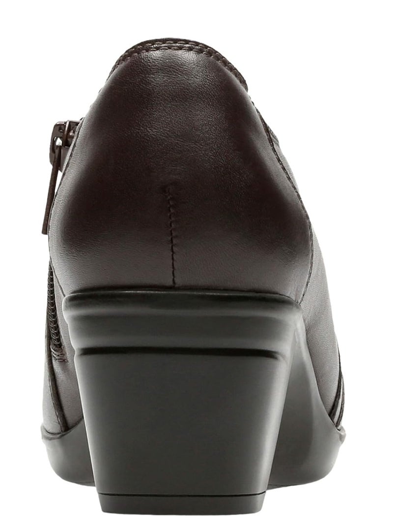 Clarks Women's Emslie Warren Zipper Ankle Boot, Dark Brown, 8 Wide - Image 3