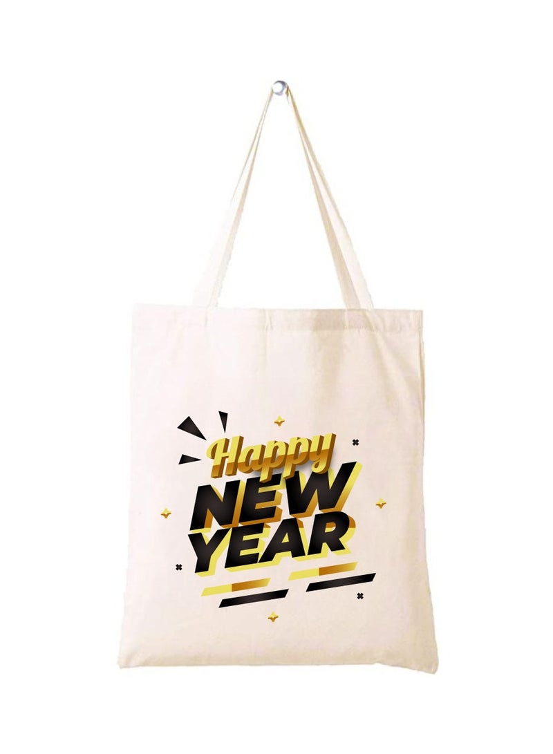 PRINTSHOP4ME Happy New Year With Printed Canvas Cotton Tote Bag-Our Cotton Tote Bags Are Stylish And Perfect For Everyday Use-New Year Bags - Image 1