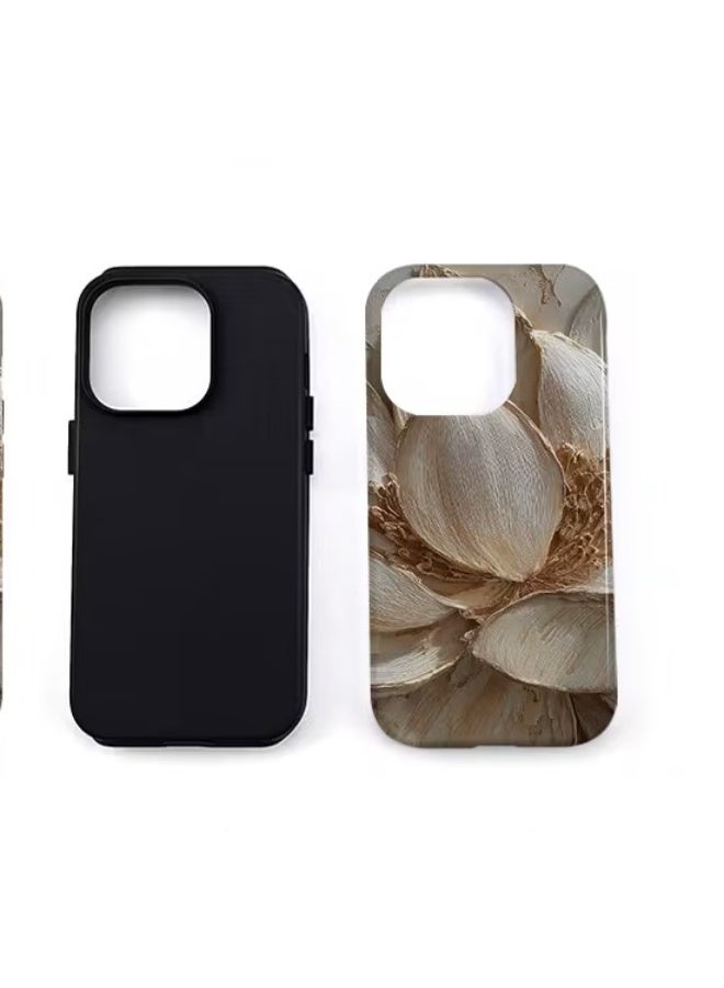 تيمو جراب ايفون ثنائي الطبقات بتصميم زهري ملمس متين، مقاوم للصدمات، وحماية عصرية - متوافق مع آيفون 15 بلس ، هدية عيد ميلاد مثالية