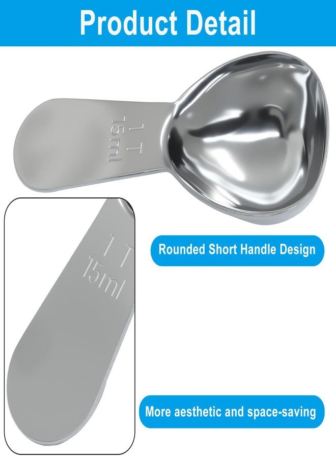 Marvexi 4Pcs 1Tbsp Stainless Steel Coffee Scoop, Short Handles Coffee Spoons 1 Tablespoon Measure Spoon, Ergonomics Design Scooper for Coffee, Loose Tea, Sugar, Flour(Silver,15ml) - Image 3