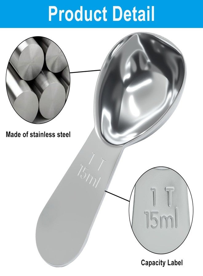 Marvexi 4Pcs 1Tbsp Stainless Steel Coffee Scoop, Short Handles Coffee Spoons 1 Tablespoon Measure Spoon, Ergonomics Design Scooper for Coffee, Loose Tea, Sugar, Flour(Silver,15ml) - Image 2