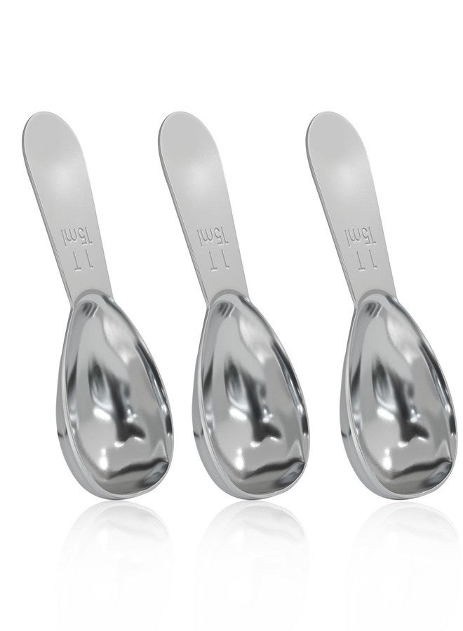Marvexi 4Pcs 1Tbsp Stainless Steel Coffee Scoop, Short Handles Coffee Spoons 1 Tablespoon Measure Spoon, Ergonomics Design Scooper for Coffee, Loose Tea, Sugar, Flour(Silver,15ml) - Image 1
