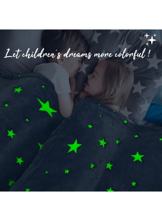 REXEO Glow in The Dark Blanket for Kids Unique Birthday Gifts for Girls Boys Teens Soft Cozy Warm Fuzzy Cute Throw Blanket All Seasons Gray Glowing Stars Blankets for Couch Sofa Bed 50"×60"  - Image 2