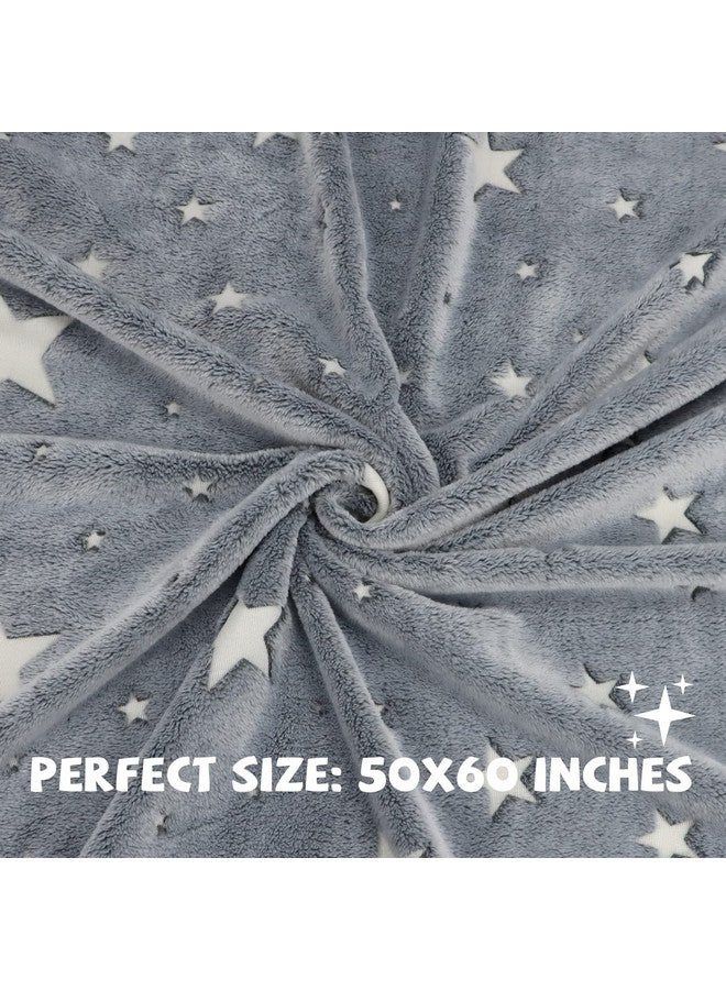 REXEO Glow in The Dark Blanket for Kids Unique Birthday Gifts for Girls Boys Teens Soft Cozy Warm Fuzzy Cute Throw Blanket All Seasons Gray Glowing Stars Blankets for Couch Sofa Bed 50"×60"  - Image 5