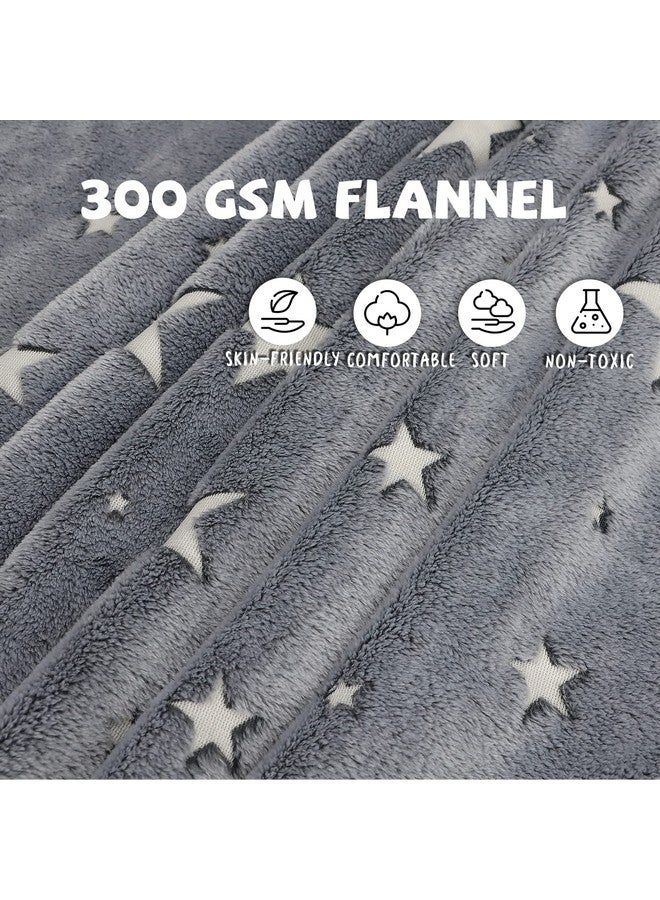 REXEO Glow in The Dark Blanket for Kids Unique Birthday Gifts for Girls Boys Teens Soft Cozy Warm Fuzzy Cute Throw Blanket All Seasons Gray Glowing Stars Blankets for Couch Sofa Bed 50"×60"  - Image 4