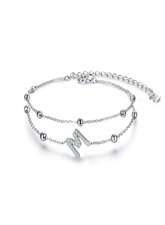 FANZE 925 Sterling Sliver Cubic Zircon Layered Letter Initial Link Bracelets for Women Dainty Jewelry Gifts for Anniversary Birthday Valentines Mother Day Chrismas - Image 1