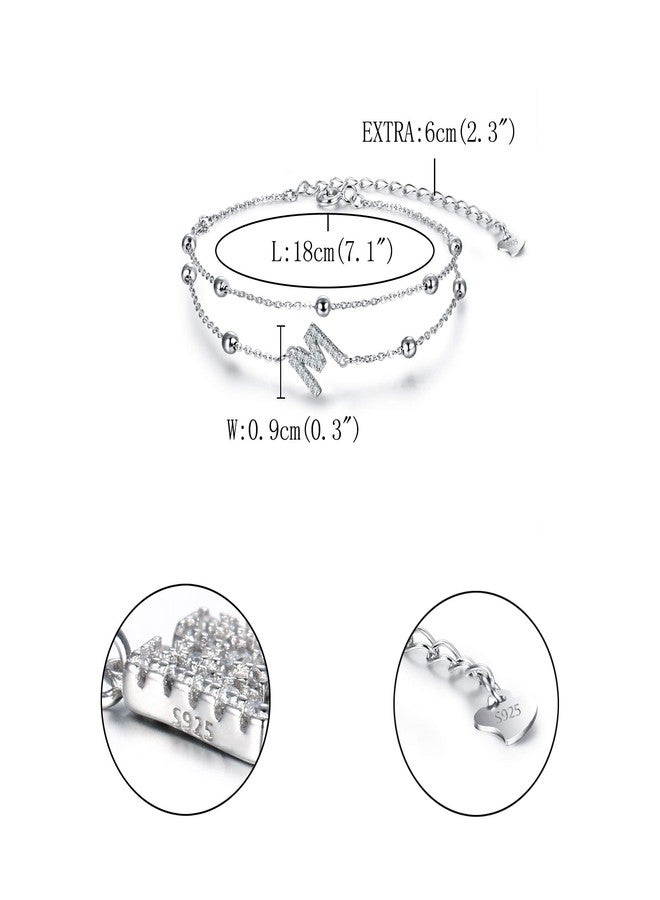 FANZE 925 Sterling Sliver Cubic Zircon Layered Letter Initial Link Bracelets for Women Dainty Jewelry Gifts for Anniversary Birthday Valentines Mother Day Chrismas - Image 5