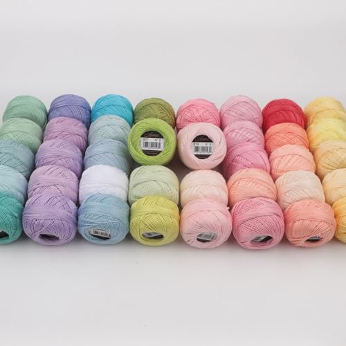 AMOHilos 40 Colors Size 8 Double Mercerized Egyptian Long Staple Cotton Pearl Thread 5 Grams Ball Rainbow Color Embroidery Thread for Crochet Hardanger Cross Stitch Hand Embroidery (40E) - Image 3