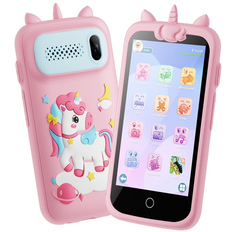 E teacher Kids Smart Phone for Girls Toys 397 Touchscreen Kids Cell Phone Christmas Birthday Gifts for Girls Age 312 Toddler Learning Play Toy Phone 8GB Card Pink - Image 3