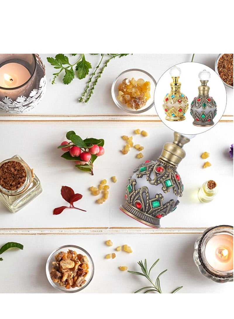 زجاجة عطر من الزجاج العتيق سعة 15 مل، زجاجة عطر عتيقة قابلة لإعادة الملء من الكريستال والأحجار الكريمة لتزيين المنزل والزفاف، زجاجة عطر كريستالية - Image 3