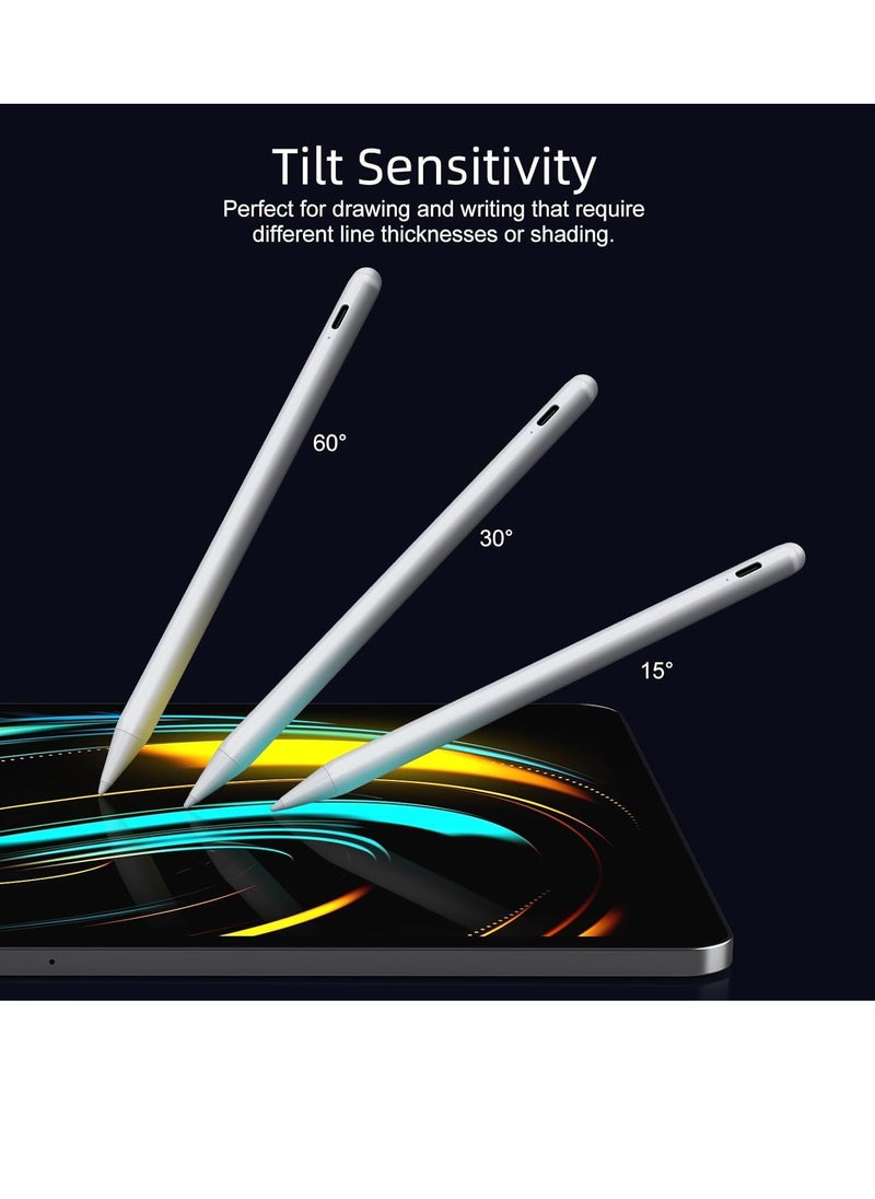 Generic - Stylus Pen for iPad 9th & 10th Generation - 2X Fast Charging Active Pen Compatible with Apple iPad Pro 2018-2024 11"/12.9"/M4, iPad Air 3/4/5/M2, iPad 6-10, iPad Mini 5/6 6th Generation, White - Image 1