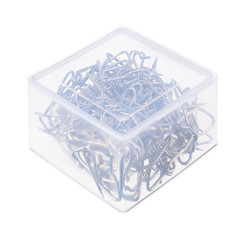 Hestya Shappy 120 Pack Drapery Hooks Pins for Curtains, Metal Pinch Pleat Hooks with Clear Box 1.2 Inch for Window Door and Shower Curtain(Silver) - Image 2