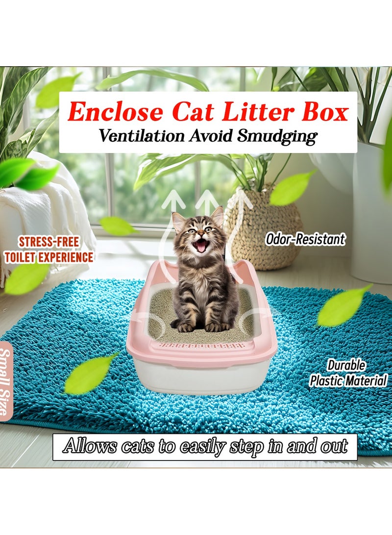 أن ان سي بيتس صندوق فضلات القطط للقطط الصغيرة، مصنوع من البلاستيك المتين وتصميم قابل للإزالة، صندوق فضلات القطط 38 سم مع مغرفة، سياج مرتفع ومضاد للرذاذ، صندوق فضلات الحيوانات الأليفة سهل التنظيف (وردي) - Image 5