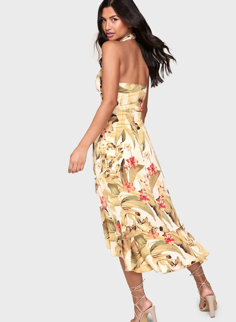 LIPSY Halter Neck Printed Dress