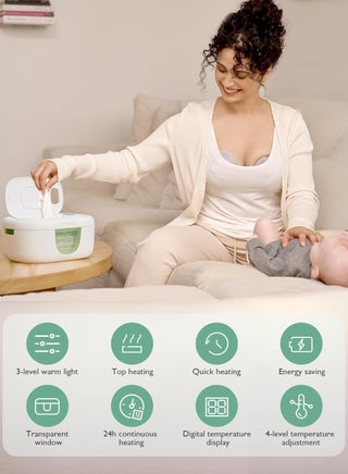 سخان مناديل الأطفال، تصميم ربيعي مبتكر، موزع مناديل بسعة كبيرة، تسخين سريع ومتساوي، 4 أوضاع للتحكم في درجة الحرارة، سخان مناديل الحفاضات مع ضوء ليلي - view 3