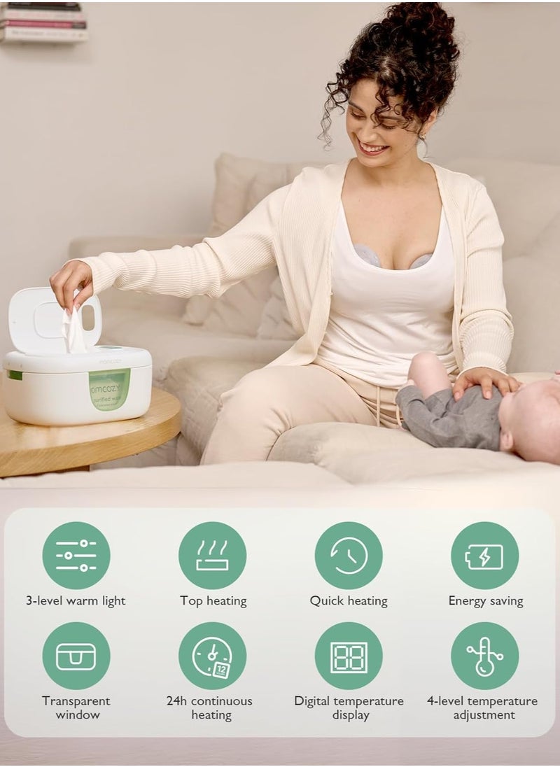 Momcozy Baby Wipe Warmer, Innovative Spring Design, Large Capacity Wipes Dispenser, Fast and Even Heating, 4 Modes of Temperature Heating Control, Diaper Wipe Warmer with Night Light  - Image 3