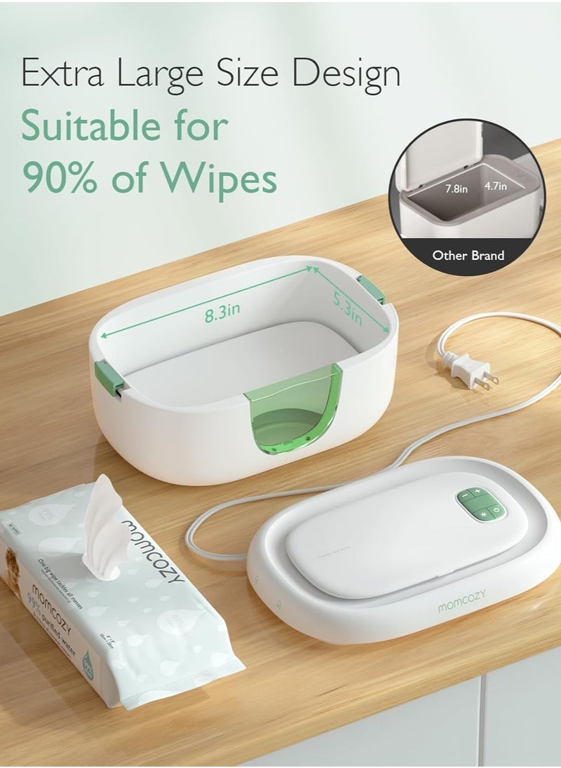 Baby Wipe Warmer, Innovative Spring Design, Large Capacity Wipes Dispenser, Fast and Even Heating, 4 Modes of Temperature Heating Control, Diaper Wipe Warmer with Night Light