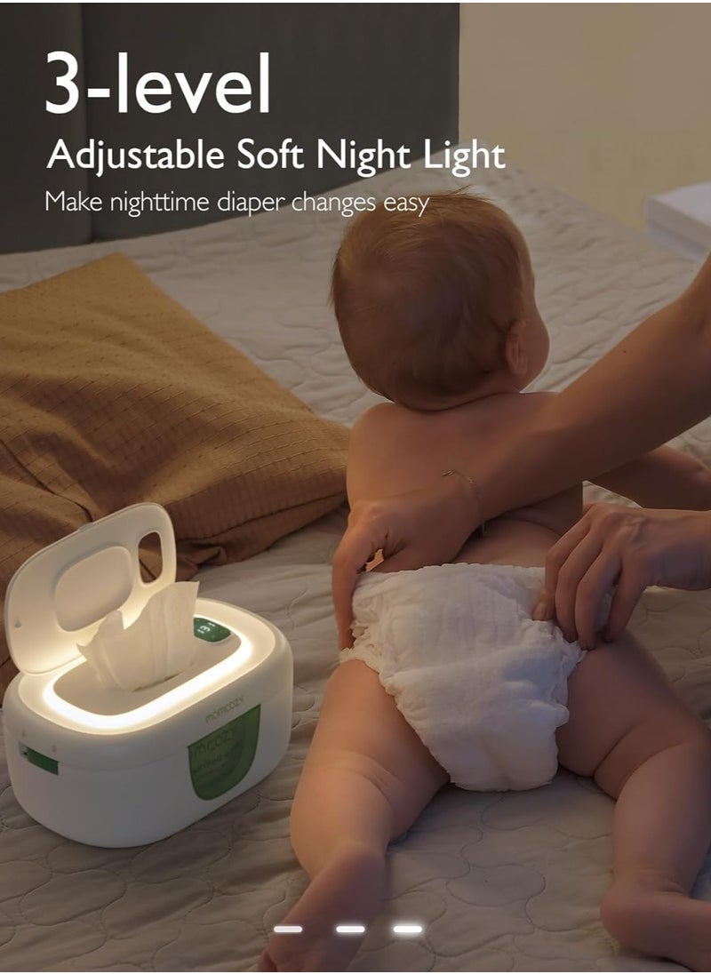 Baby Wipe Warmer, Innovative Spring Design, Large Capacity Wipes Dispenser, Fast and Even Heating, 4 Modes of Temperature Heating Control, Diaper Wipe Warmer with Night Light