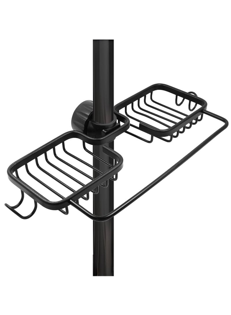 SYOSI Faucet Rack, Aluminum Alloy Faucet Sponge Holder, Detachable Faucet Caddy Organizer for Kitchen & Bathroom, Double Kitchen Faucet Shelf for Holding Sponge/Soap/Shampoo/Rag (Black) - Image 1