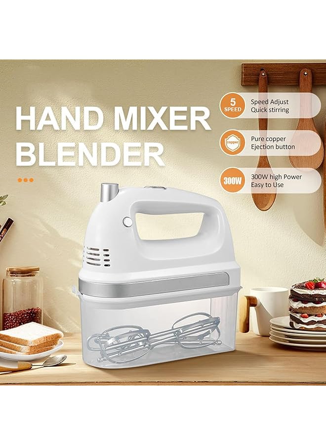 erorex Hand Mixer Electric Dough Whisk 5 Speed Function Handheld Includes Storage Box Stainless Steel 2 Beaters And Dough Hooks Professional For Kitchen Baking 39052 - Image 2