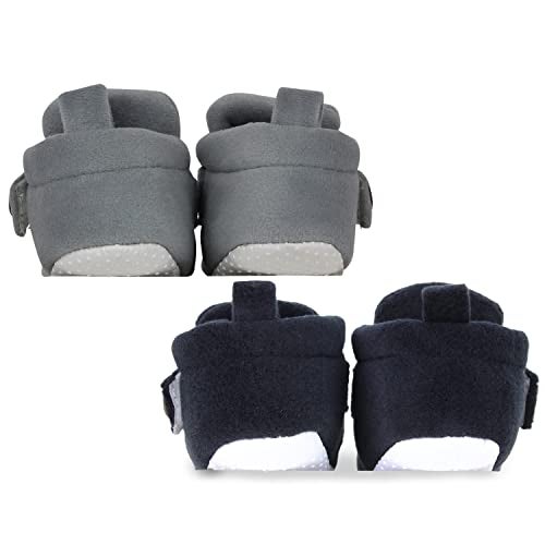 Neska Moda Baby Boys & Girls 6 to 12 Months Pack of 2 Pair Velvet Hook & Loop Booties (Black,Grey)-BT781andBT1590 - Image 3