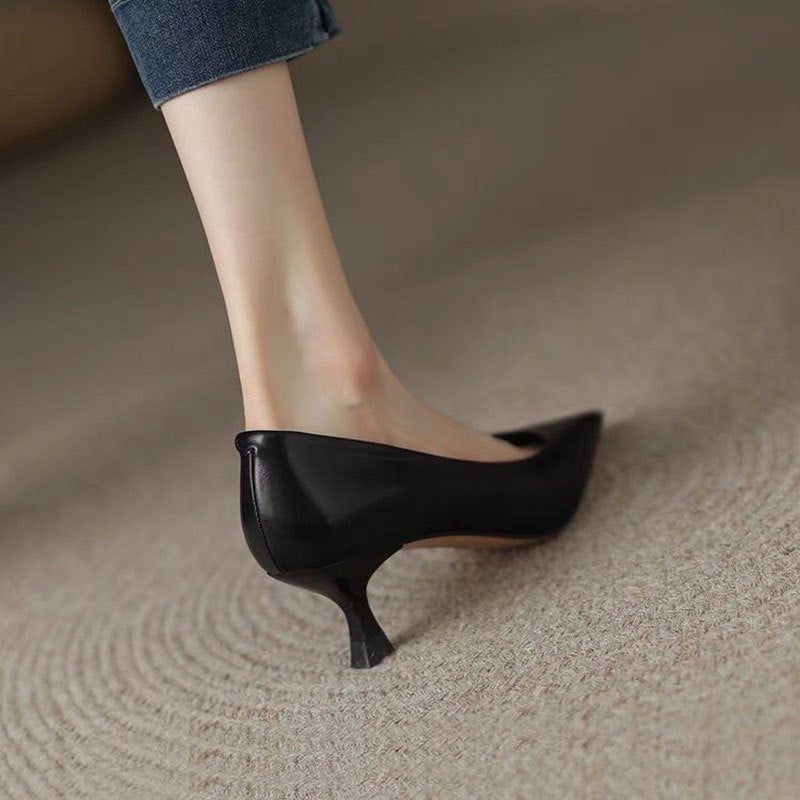 35-43 Large Size Shallow Mouth Stiletto Shoes 42 Girls Pointed Toe Versatile High Heels 5Cm Low Heel Professional Small Heels 41 - Image 5