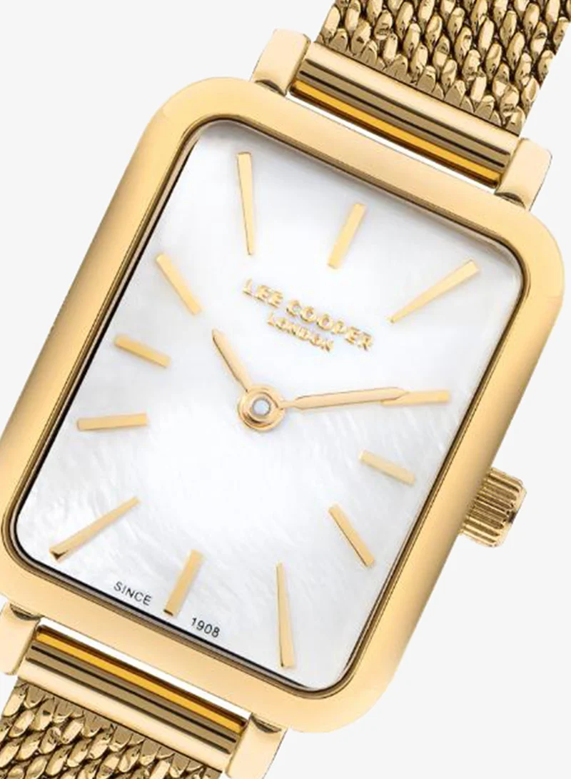 Lee Cooper White Mop Women's Mesh Analog Watch LC07815.120 - 20.5*26 mm for Women | Best Price UAE