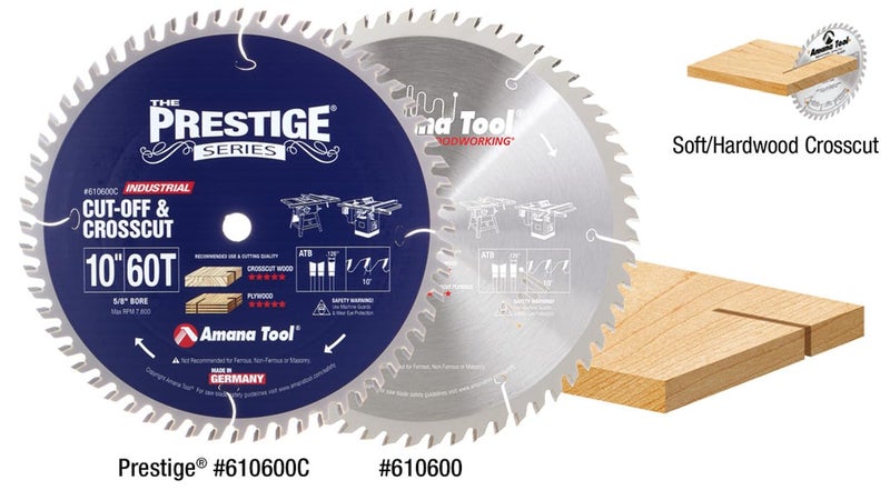Amana Tool 610600C Carbide Tipped Prestige Cut-Off and Crosscut 10 Inch D x 60T ATB, 10 Deg, 5/8 Bore Circular Saw Blade - Image 3
