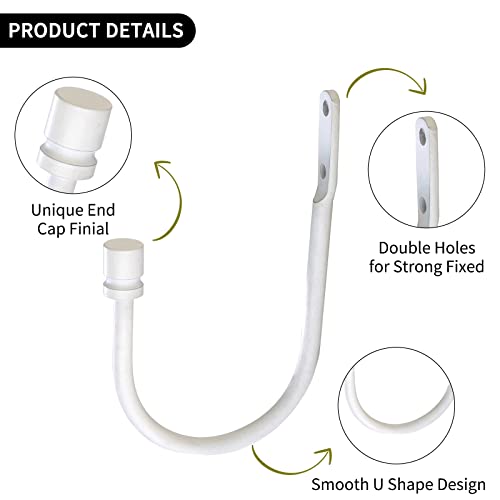 ARNORX Matte White Curtain Holdbacks, Wall Mounted Drape Tiebacks, Solid Steel Hooks, 2 PCS - Image 5
