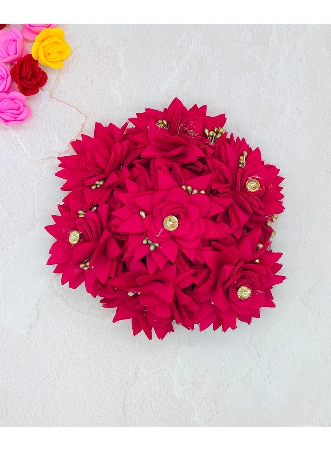 Arooman™ Flower Hair Bun Juda Gajra for women Pack-01 Color- Rani - Image 2