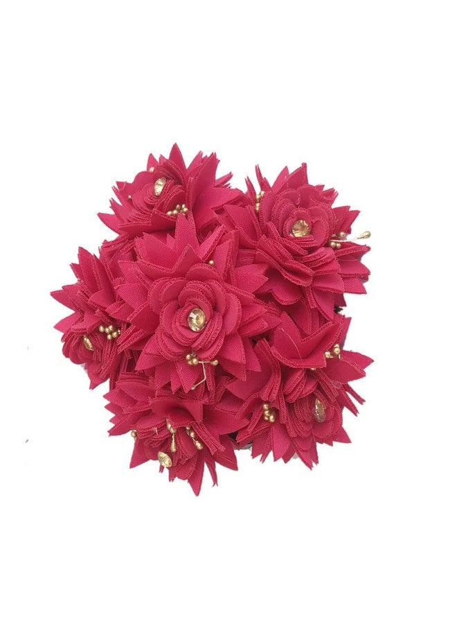 Arooman™ Flower Hair Bun Juda Gajra for women Pack-01 Color- Rani - Image 1
