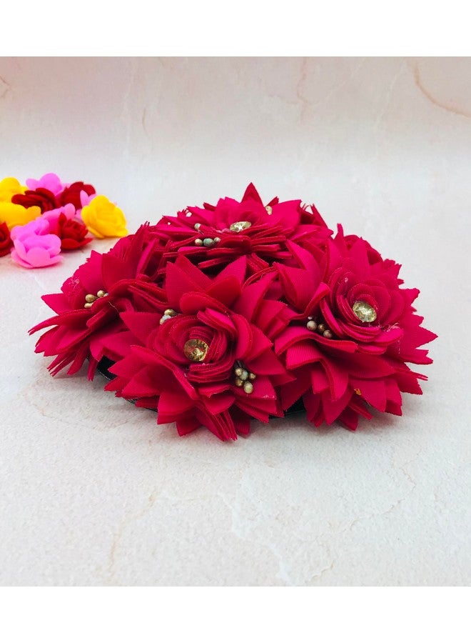 Arooman™ Flower Hair Bun Juda Gajra for women Pack-01 Color- Rani - Image 3