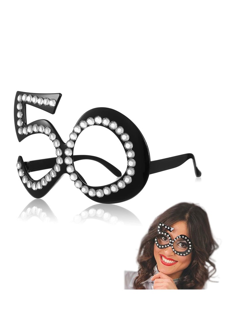 Y&D Birthday Glasses Novelty Eyeglasses Number Crystal Frame Funny Costume Sunglasses Anniversary Party for Decorations Celebration Favors  - Image 1