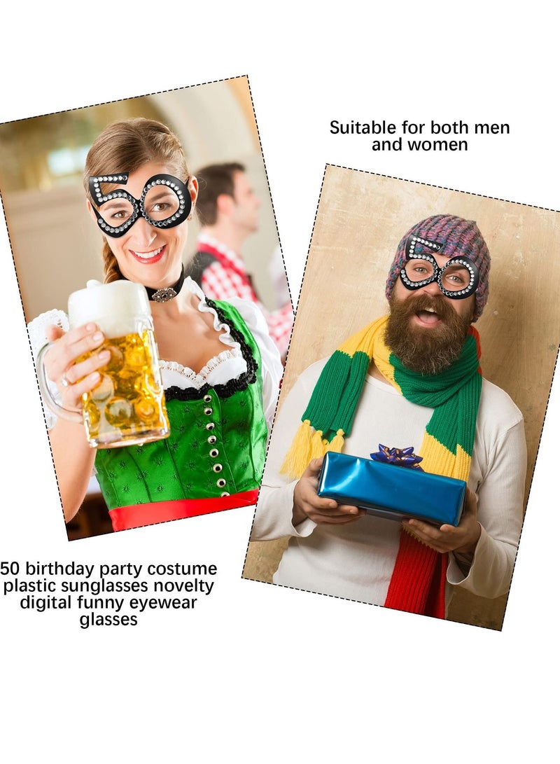 Y&D Birthday Glasses Novelty Eyeglasses Number Crystal Frame Funny Costume Sunglasses Anniversary Party for Decorations Celebration Favors  - Image 3