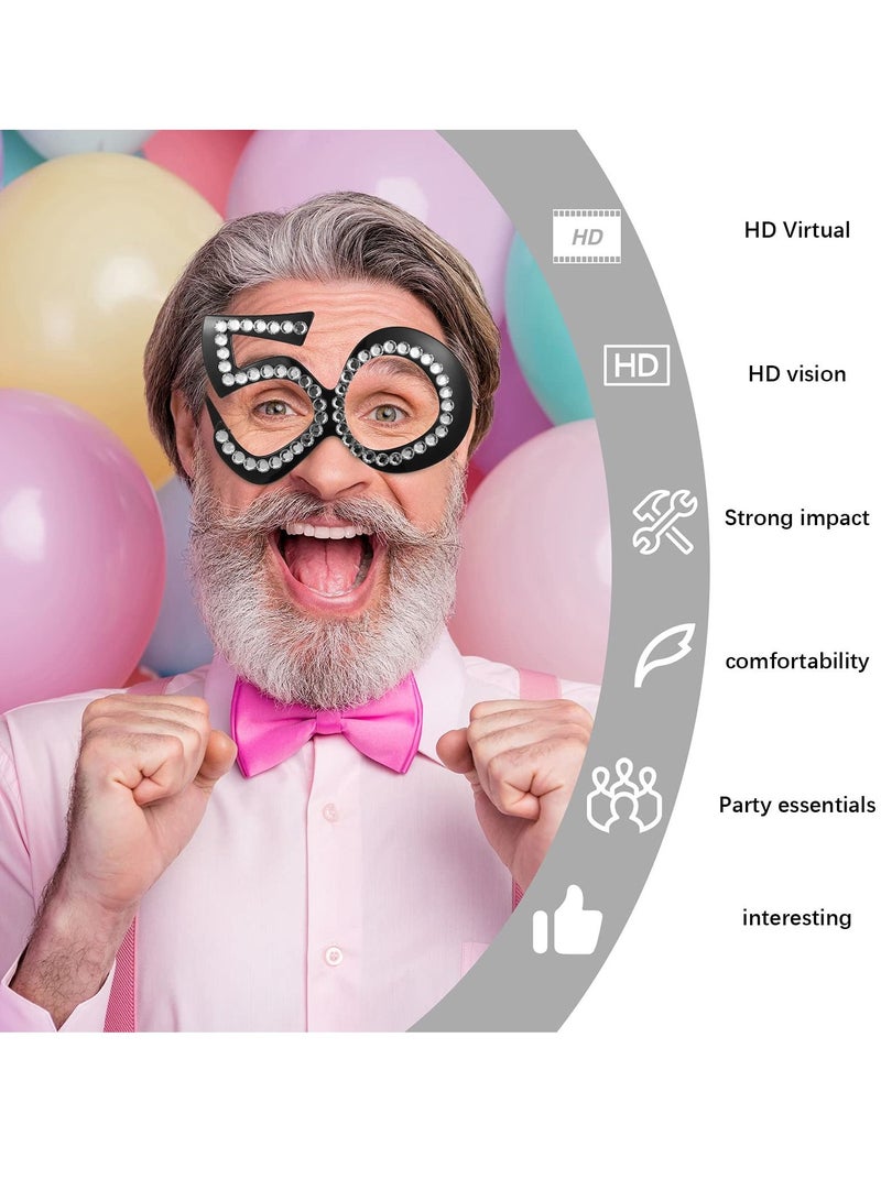 Y&D Birthday Glasses Novelty Eyeglasses Number Crystal Frame Funny Costume Sunglasses Anniversary Party for Decorations Celebration Favors  - Image 2