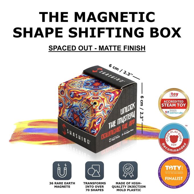 SHASHIBO Shape Shifting Box Award-Winning, Patented Fidget Cube w/ 36 Rare Earth Magnets Transforms Into Over 70 Shapes, Download Fun in Motion Toys Mobile App (Original Series Spaced Out) - Image 5