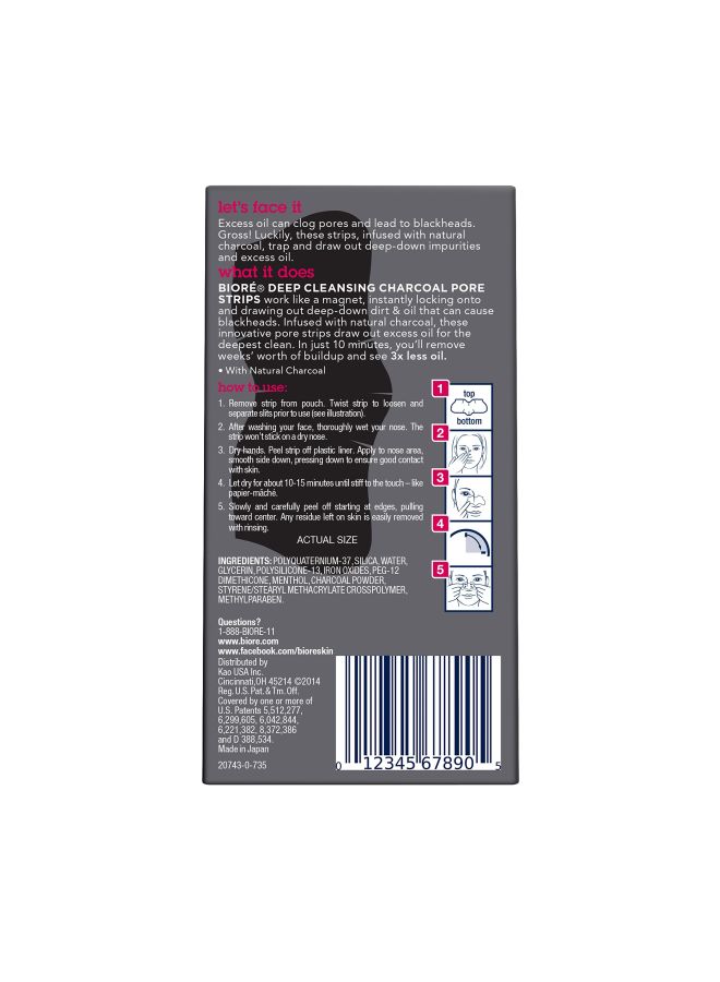 Biore 6-Piece Deep Cleansing Charcoal Pore Nose Strips  - Image 2