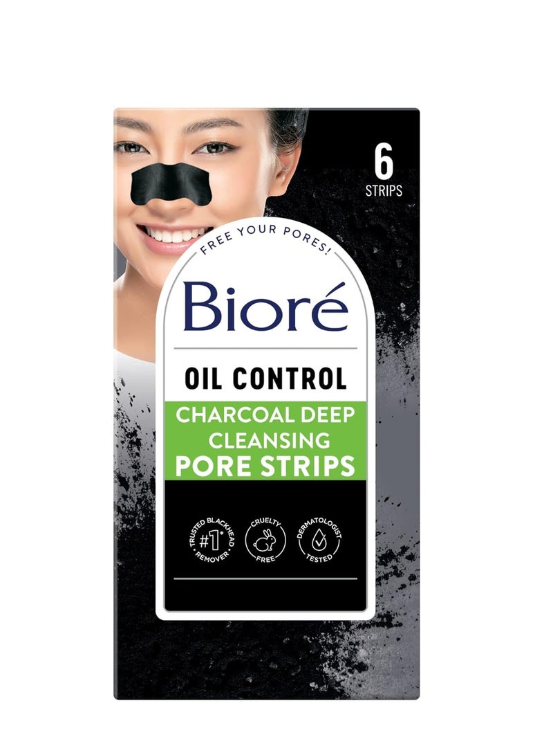 Biore 6-Piece Deep Cleansing Charcoal Pore Nose Strips - Image 1