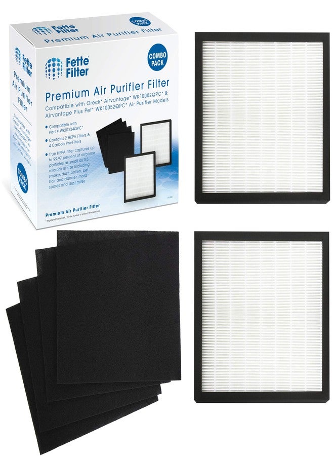 Fette Filter - WK01234QPC Filter Kit Compatible with Oreck Airvantage WK10002QPC/Airvantage Plus Pet WK10052QPC Air Purifier - Contains 2 True HEPA + 4 Carbon Pre Filters - Image 1