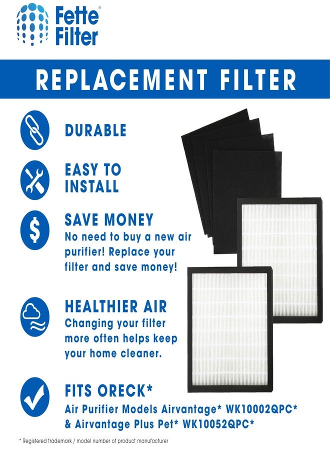 Fette Filter - WK01234QPC Filter Kit Compatible with Oreck Airvantage WK10002QPC/Airvantage Plus Pet WK10052QPC Air Purifier - Contains 2 True HEPA + 4 Carbon Pre Filters - Image 3