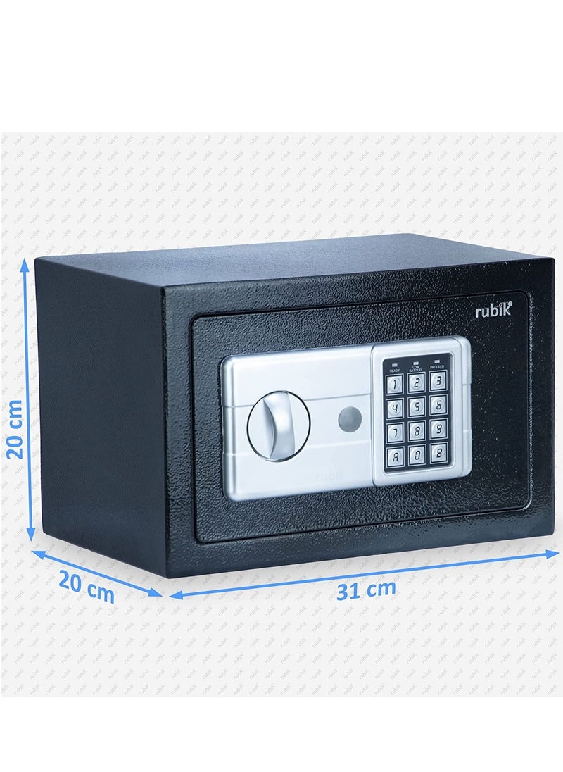 Rubik Safe Box with Key and Pin Code Keypad Lock for Money Cash Jewelry Passports Home Office Security RB20HASH 31x20x20cm  - Image 3