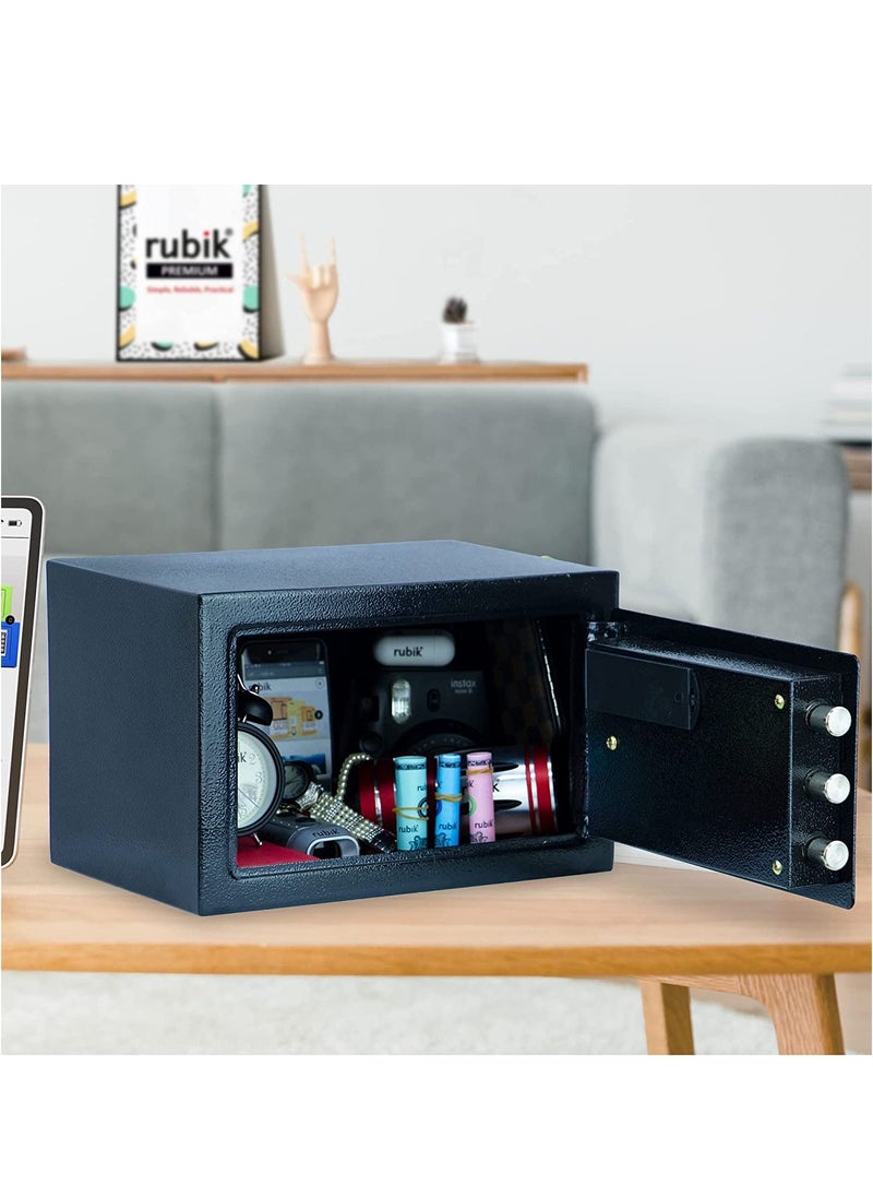 Rubik Safe Box with Key and Pin Code Keypad Lock for Money Cash Jewelry Passports Home Office Security RB20HASH 31x20x20cm  - Image 4